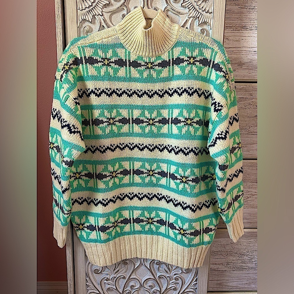 American Eagle cozy chunky oversized Fairisle mock neck 90’s vibes sweater in XS
